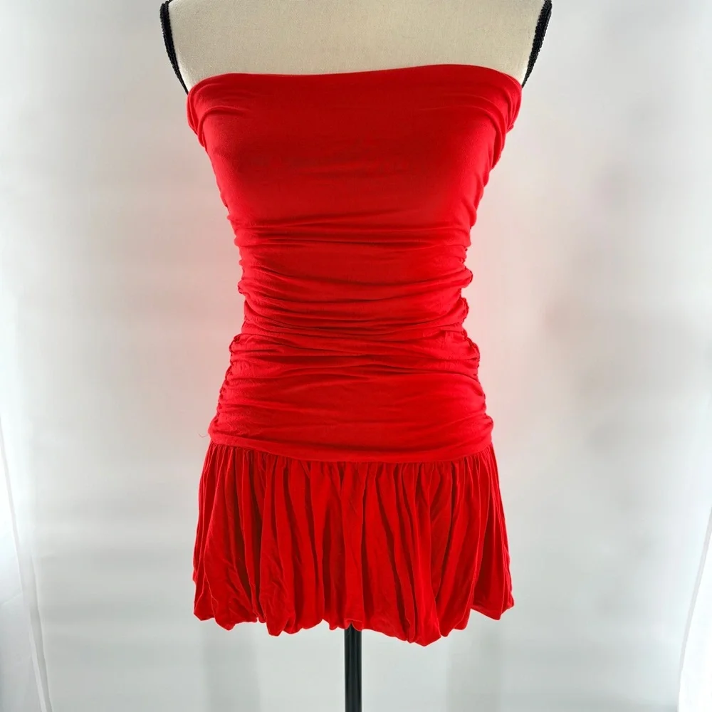 Lulus Red Strapless Homecoming Dress S Brilliant Red Prom fitted corset
